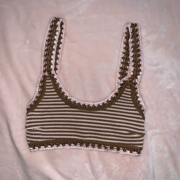 Solid & striped dawn crotchet bikini top XS brown‎ - Picture 2 of 9